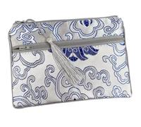 Monedero de seda bolsa de seda estilo chino, 2 uds., bolso de viaje con dos cremalleras y borlas, bolsa de maquillaje for joyería, bolsas de almacenamiento de brocado de seda china, joyería, cosmético