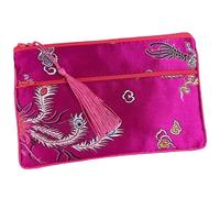 Monedero de seda bolsa de seda estilo chino, 2 uds., bolso de viaje con dos cremalleras y borlas, bolsa de maquillaje for joyería, bolsas de almacenamiento de brocado de seda china, joyería, cosmético