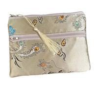 Monedero de seda bolsa de seda estilo chino, 2 uds., bolso de viaje con dos cremalleras y borlas, bolsa de maquillaje for joyería, bolsas de almacenamiento de brocado de seda china, joyería, cosmético