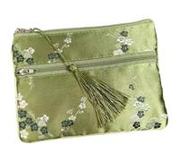 Monedero de seda bolsa de seda estilo chino, 2 uds., bolso de viaje con dos cremalleras y borlas, bolsa de maquillaje for joyería, bolsas de almacenamiento de brocado de seda china, joyería, cosmético