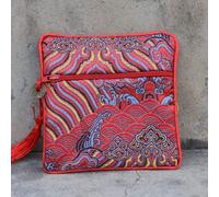 Monedero de seda bolsa de seda estilo chino, Bolsa cuadrada de brocado de seda de agua de mar for joyería, bolsas de recuerdo de boda con cremallera, bolsa de almacenamiento china con borlas, bolsas d