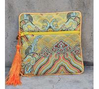 Monedero de seda bolsa de seda estilo chino, Bolsa cuadrada de brocado de seda de agua de mar for joyería, bolsas de recuerdo de boda con cremallera, bolsa de almacenamiento china con borlas, bolsas d