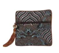 Monedero de seda bolsa de seda estilo chino, Bolsa cuadrada de brocado de seda de agua de mar for joyería, bolsas de recuerdo de boda con cremallera, bolsa de almacenamiento china con borlas, bolsas d