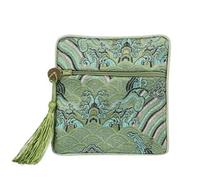 Monedero de seda bolsa de seda estilo chino, Bolsa cuadrada de brocado de seda de agua de mar for joyería, bolsas de recuerdo de boda con cremallera, bolsa de almacenamiento china con borlas, bolsas d