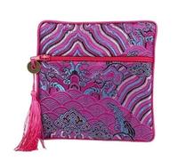 Monedero de seda bolsa de seda estilo chino, Bolsa cuadrada de brocado de seda de agua de mar for joyería, bolsas de recuerdo de boda con cremallera, bolsa de almacenamiento china con borlas, bolsas d