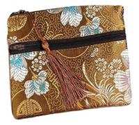 Monedero de seda bolsa de seda estilo chino, Bolsa grande de brocado de seda con doble cremallera, bolsas de almacenamiento de joyas for viaje, embalaje de maquillaje cosmético, bolso for teléfono móv