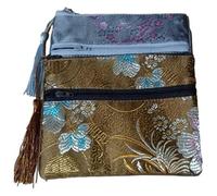 Monedero de seda bolsa de seda estilo chino, Bolsa grande de brocado de seda con doble cremallera, bolsas de almacenamiento de joyas for viaje, embalaje de maquillaje cosmético, bolso for teléfono móv