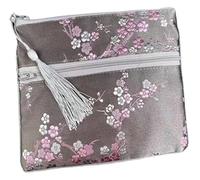 Monedero de seda bolsa de seda estilo chino, Bolsa grande de brocado de seda con doble cremallera, bolsas de almacenamiento de joyas for viaje, embalaje de maquillaje cosmético, bolso for teléfono móv