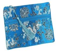 Monedero de seda bolsa de seda estilo chino, Bolsa grande de brocado de seda con doble cremallera, bolsas de almacenamiento de joyas for viaje, embalaje de maquillaje cosmético, bolso for teléfono móv