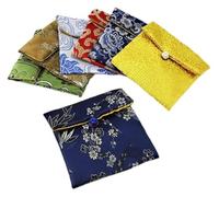 Monedero de seda bolsa de seda estilo chino, Lo último en bolsa cuadrada pequeña de brocado de seda, bolsas de regalo de joyería, bolsa de embalaje de la suerte con nudo chino, monederos for mujer