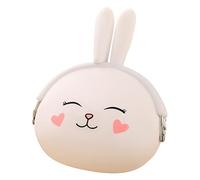 Monedero de silicona con forma de conejo, monedero para niñas, bolsas pequeñas para almacenamiento de cables de auriculares, 11 Pro Max, funda tipo cartera con carga inalámbrica (blanco, talla única)