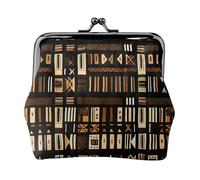 Monedero de tela de barro africano con estampado tribal, mini monedero para mujer, monedero pequeño para tarjeta de crédito y llave de identificación, Negro -, Talla única, Vintage