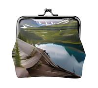 Monedero del Parque Nacional Glacier, bolsa de almacenamiento pequeña para escapadas de fin de semana y viajes de negocios, Black, Talla única, Bolsa para monedas