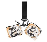 Monedero doble con diseño de dibujos animados encogidos para tarjetas de crédito, mini cartera de moda con cremallera y bolsillo con cremallera para el trabajo, viajes, 2 paquetes