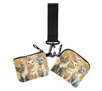 Monedero doble con diseño de gatos Devon Rex de dibujos animados, estilo realista, tarjetero, cartera, delgado, portátil, protector de tarjeta de identidad con correa de muñeca para uso diario, 2