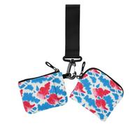 Monedero doble de teñido anudado azul y rojo, con tarjetero de crédito, monedero de moda con bolsillo con cremallera para el trabajo, viajes, 2 paquetes, Tinte azul y rojo, 1 size, Casual