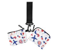 Monedero doble romántico de París azul, blanco y rojo, con tarjetero de crédito, cartera delgada y plana con llavero para mujer, 2 paquetes, Azul, blanco y rojo romántico París, 1 size, Casual