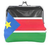 Monedero floral para mujer, de piel, con cierre de beso, bandera de Sudán del Sur, bolsa para cambio de dinero, para niñas, South Sudan Flag, Classic