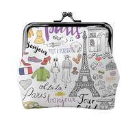 Monedero francés de la Torre Eiffel Tour de París para mujer, cartera pequeña para mujer, pequeña bolsa de maquillaje para bolso, cartera retro ultrafina, Negro -, Talla única, Art Deco