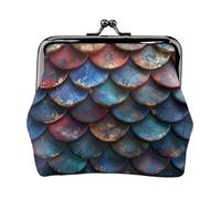 Monedero gigante de escamas de dragón para mujer, cartera pequeña para mujer, pequeña bolsa de maquillaje para bolso, cartera retro ultrafina, Negro -, Talla única, Art Deco