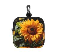 Monedero, girasol amarillo sobre fondo marrón, monedero, mini cartera con llavero, para viajes, uso diario y regalos