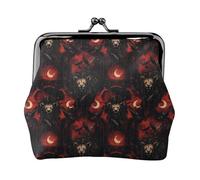 Monedero gótico con estampado de león oscuro para mujer, monedero con cierre de beso, monederos pequeños de piel sintética