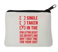 Monedero individual de neopreno con eslogan divertido Taken in The Gym (10 x 11 cm), color blanco, White, Talla única
