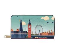 Monedero largo con estampado de conejillos de indias y cupcakes para mujer en piel sintética con cremallera, I Love London, Talla única