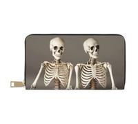 Monedero largo con estampado de nativos americanos para mujer en piel sintética con cremallera, Skeletons Yoga, Talla única