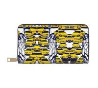 Monedero largo con estampado de pájaros azul y naranja para mujer en piel sintética con cremallera, New York City, Talla única