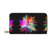 Monedero largo de piel sintética con cremallera para mujer con estampado espacial 3D Graphics Universe Space, Explosión de color, Talla única