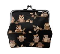 Monedero ligero con estampado de búhos de dibujos animados, cartera minimalista para carreras de café y salidas locales, Black, Talla única, Bolsa para monedas