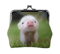 Monedero ligero con estampado de cerdo de bebé, cartera minimalista para carreras de café y salidas locales, Black, Talla única, Bolsa para monedas