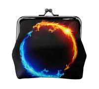 Monedero ligero con estampado de dragones de fuego y hielo, cartera minimalista para carreras de café y salidas locales, Black, Talla única, Bolsa para monedas