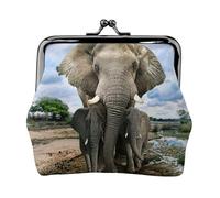 Monedero ligero con estampado de elefantes salvajes africanos, cartera minimalista para carreras de café y salidas locales, Black, Talla única, Bolsa para monedas