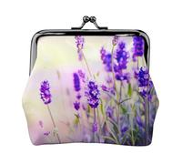 Monedero ligero con estampado de flores de lavanda, cartera minimalista para carreras de café y salidas locales, Black, Talla única, Bolsa para monedas