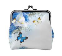 Monedero ligero con estampado de flores y mariposas, cartera minimalista para carreras de café y salidas locales, Black, Talla única, Bolsa para monedas