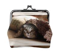 Monedero ligero con estampado de gato, cartera minimalista para carreras de café y salidas locales, Black, Talla única, Bolsa para monedas