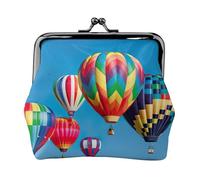 Monedero ligero con estampado de globos aerostáticos, cartera minimalista para carreras de café y salidas locales, Black, Talla única, Bolsa para monedas