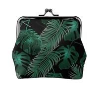 Monedero ligero con estampado de hojas de plátano, cartera minimalista para carreras de café y salidas locales, Black, Talla única, Bolsa para monedas