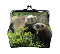 Monedero ligero con estampado de hurones de vida silvestre, cartera minimalista para carreras de café y salidas locales, Black, Talla única, Bolsa para monedas