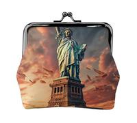 Monedero ligero con estampado de la Estatua de la Libertad en Nueva York, para mujer, exquisito, impermeable, bolsa pequeña para monedas y tarjetas