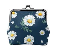 Monedero ligero con estampado de margaritas, cartera minimalista para carreras de café y salidas locales, Black, Talla única, Bolsa para monedas