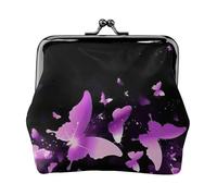 Monedero ligero con estampado de mariposa morada, cartera minimalista para carreras de café y salidas locales, Black, Talla única, Bolsa para monedas