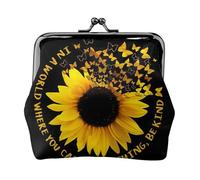 Monedero ligero con estampado de mariposas y girasoles, cartera minimalista para carreras de café y salidas locales, Black, Talla única, Bolsa para monedas