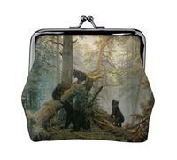 Monedero ligero con estampado de osos negros, cartera minimalista para carreras de café y salidas locales, Black, Talla única, Bolsa para monedas