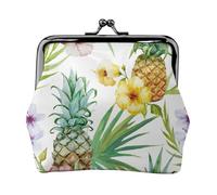 Monedero ligero con estampado de piña tropical, cartera minimalista para carreras de café y salidas locales, Black, Talla única, Bolsa para monedas