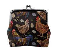 Monedero ligero con estampado de pollo, cartera minimalista para carreras de café y salidas locales, Black, Talla única, Bolsa para monedas