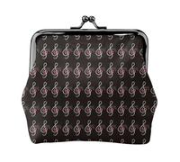 Monedero ligero con estampado de símbolos musicales, cartera minimalista para carreras de café y salidas locales, Black, Talla única, Bolsa para monedas