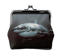 Monedero ligero con estampado de tiburón blanco, cartera minimalista para carreras de café y salidas locales, Black, Talla única, Bolsa para monedas